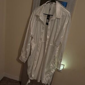 Fashion Nova Cream Shirt Dress